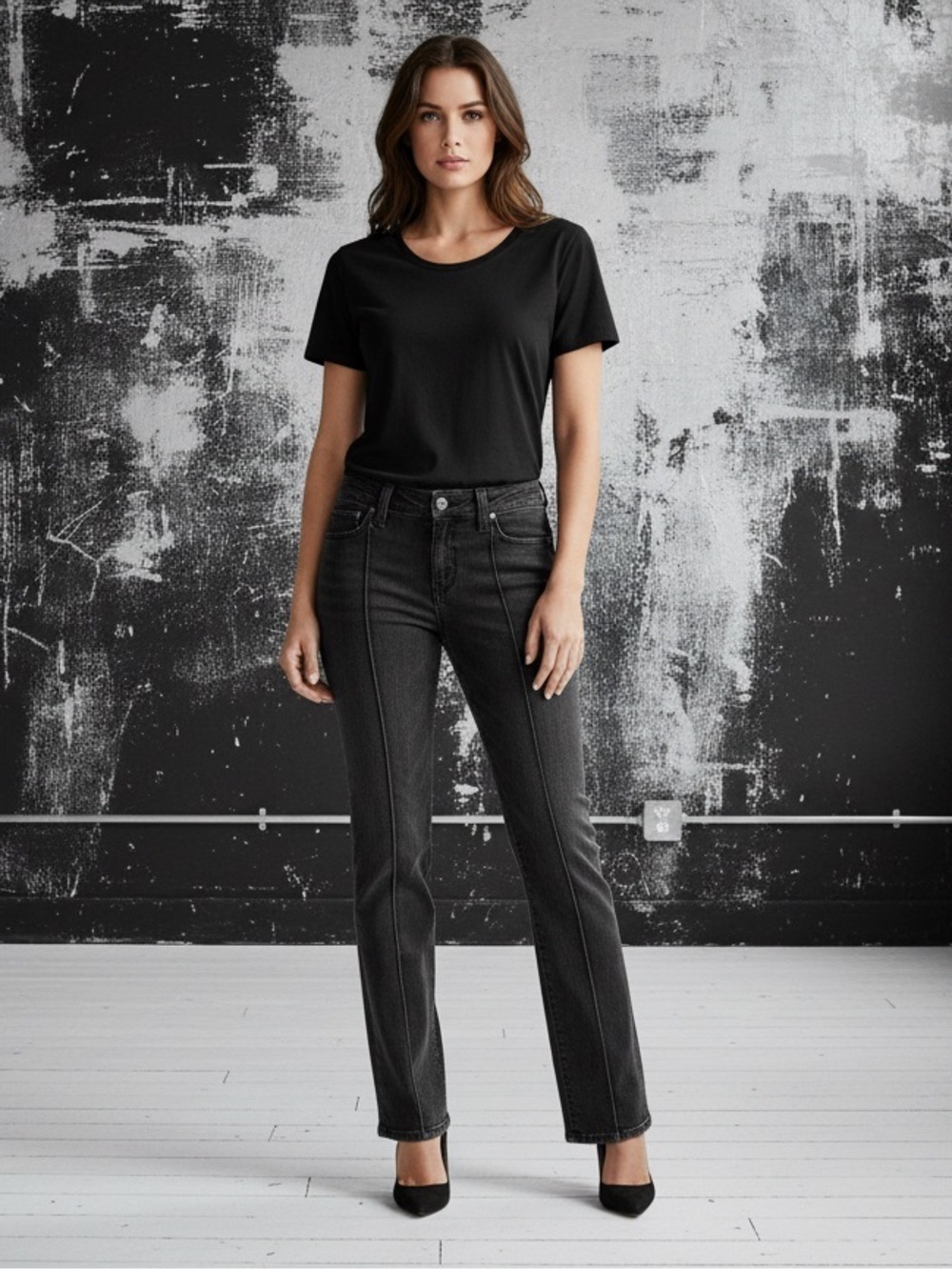 Lucky Brand by Gene Montesano Women's Light Black with Seam Detailing